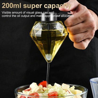Diamond Shaped Glass Honey Dispenser - 200ml Large Capacity Multifunctional Oil, Vinegar, and Sauce Dispenser - Elegant Kitchen Tool for Easy Dispensing