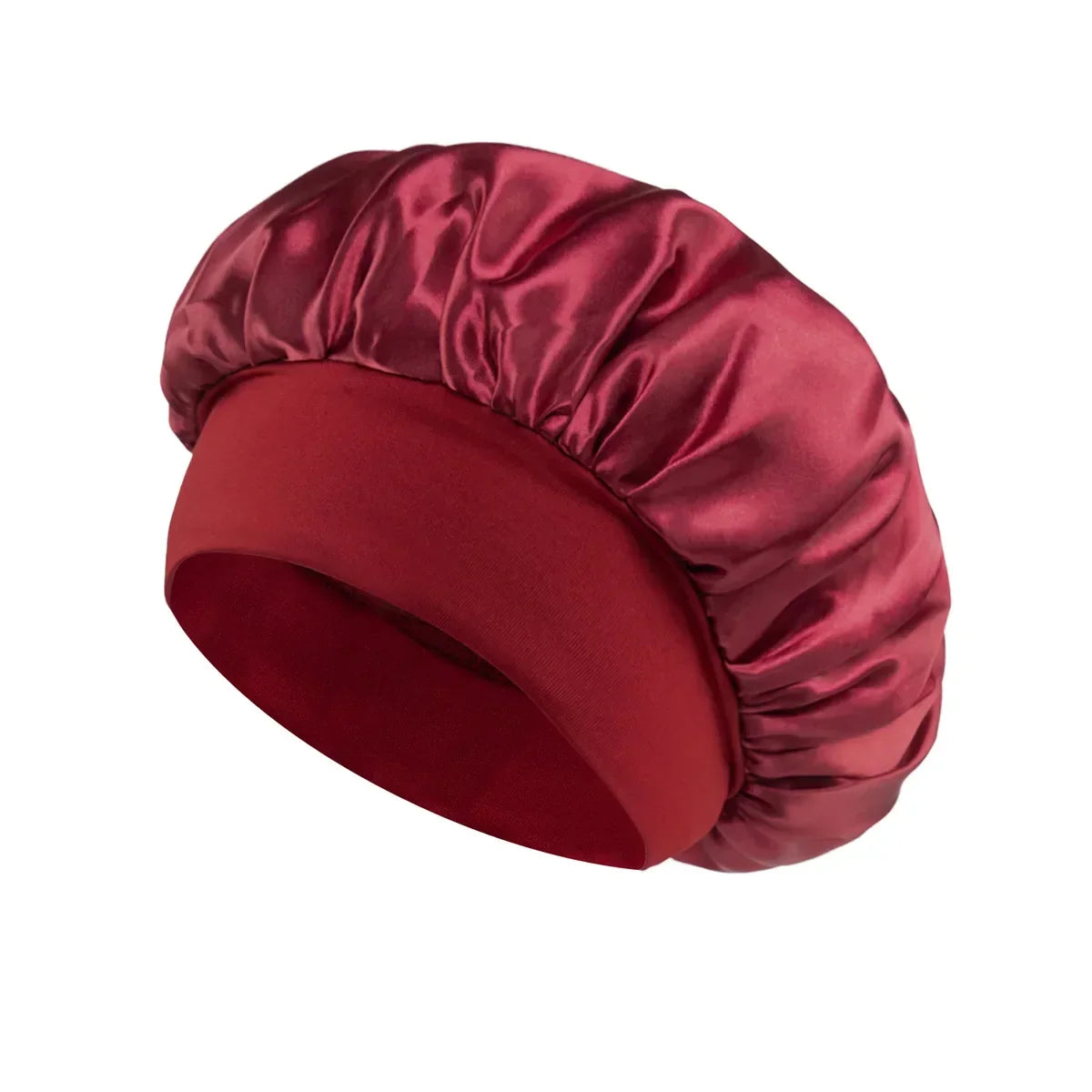 Women’s Satin Hair Bonnet – Solid Silk Sleeping Cap with Wide Brim and Elastic Soft Band for Hair Care