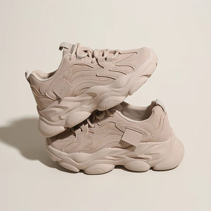 2025 Women’s Platform Chunky Sneakers – Mesh Leather Casual Sports Shoes, Lightweight Summer Fashion Walking Sneakers