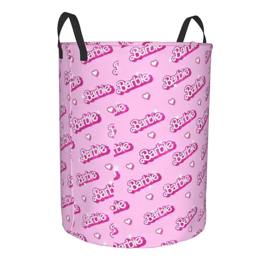 Custom Barbie Logo Laundry Basket – Collapsible Large Capacity Clothes Storage Bin, Disney Baby Hamper