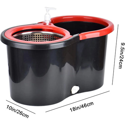 360° Spin Mop Bucket Set – Wring System with 3 Microfiber Heads, Stainless Steel Basket & 61" Extended Handle for Floor Cleaning