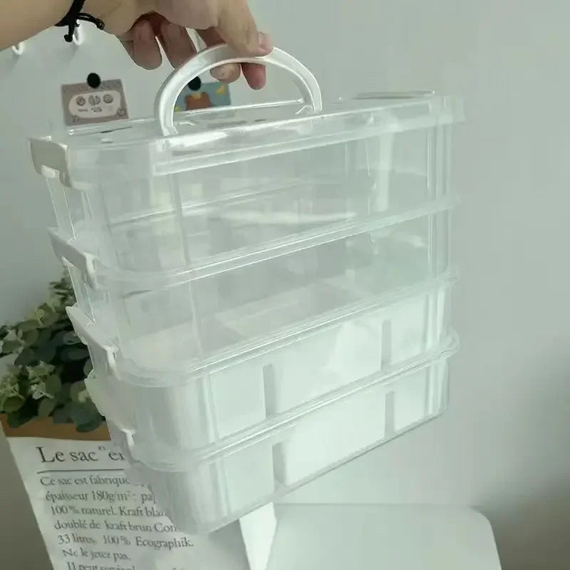 4-Layer Stackable Transparent Organizer – Multi-Tier Plastic Storage Box for Kids Toys, Makeup, Jewelry, Office & School