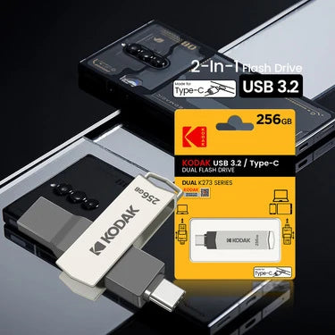 Kodak K273 High-Speed USB 3.2 Flash Drive – Type-C Dual-Use for Phone & Computer, 32GB to 256GB