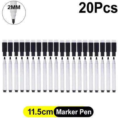 Magnetic Dry Erase Markers with Eraser Caps - Black Whiteboard Pens for School, Home and Office