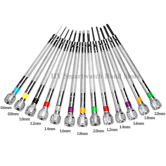 13pcs Watch Repair Screwdriver Set – 0.6mm-2.0mm Flat Head Tools for Professional Watchmakers