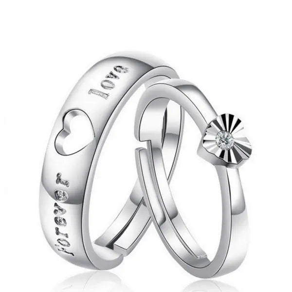 Luxury Zircon Couple Rings - Shiny Crown, Flower & Heart Design for Women & Men, Promise & Anniversary Wedding Jewelry