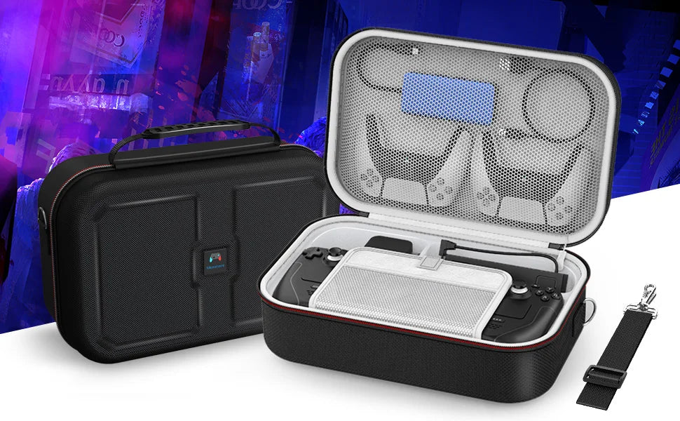Steam Deck Carrying Case - Large Capacity Portable Storage for Console & Accessories with Built-in Protection