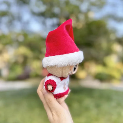 Mini Winter Plush Outfit for Labubu V1–V3 Dolls – Santa, Snowman & Elk Sweater Hat Set, New Year Gift