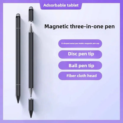 3-in-1 Magnetic Stylus Pen — Capacitive Touch Pen for iOS & Android Tablets and Smartphones, Compatible with iPad, Samsung, Xiaomi & Huawei, Drawing & Writing Tool