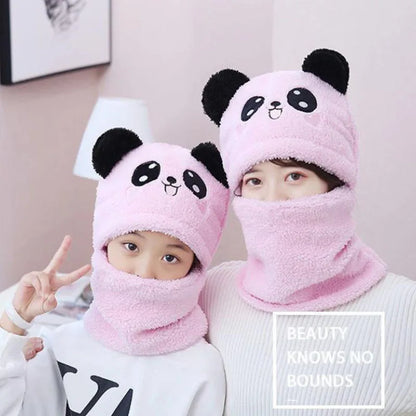 Fashionable Autumn/Winter Children's Cartoon Scarf & Hat Set - Double Layer Wool, Warm for Boys & Girls