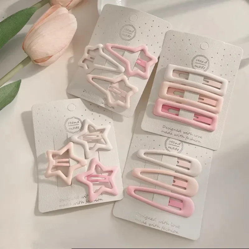 3PCS Candy Color BB Hair Clips – Y2K Star Heart Rectangle Metal Snap Barrettes for Girls & Women Cute Hair Accessories