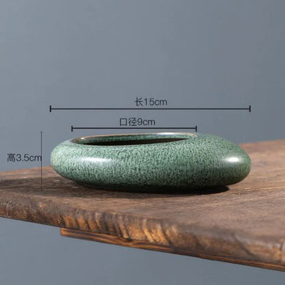 Coarse Pottery Bonsai Plant Pot - Green Succulent & Hydroponic Vase for Home Garden Decor
