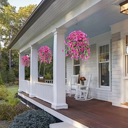UV-Resistant Artificial Morning Glory & Eucalyptus Hanging Flowers – Outdoor Home, Garden & Wedding Décor
