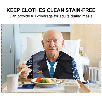 1Pcs Waterproof Adult Bib for Eating - Washable and Reusable Apron, Clothing Protector with Crumb Catcher for Elderly Men and Women