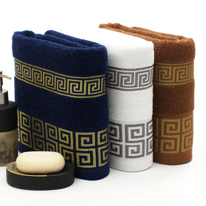 3-Piece Cotton Towel Set – 2 Hand Face Towels 35x75cm + 1 Bath Towel 70x140cm Soft Washcloth Gift Set