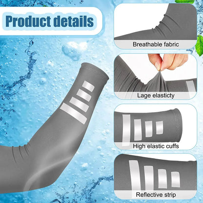 2PCS Summer UV Protection Arm Sleeves – Reflective Arm Warmers for Cycling, Running, and Sports, Men & Women