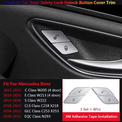 Mercedes-Benz C/E/GLC/Vito ABS Door Lock Button Cover – W205 W213 X253 W447 Car Interior Lock/Unlock Sticker Accessories