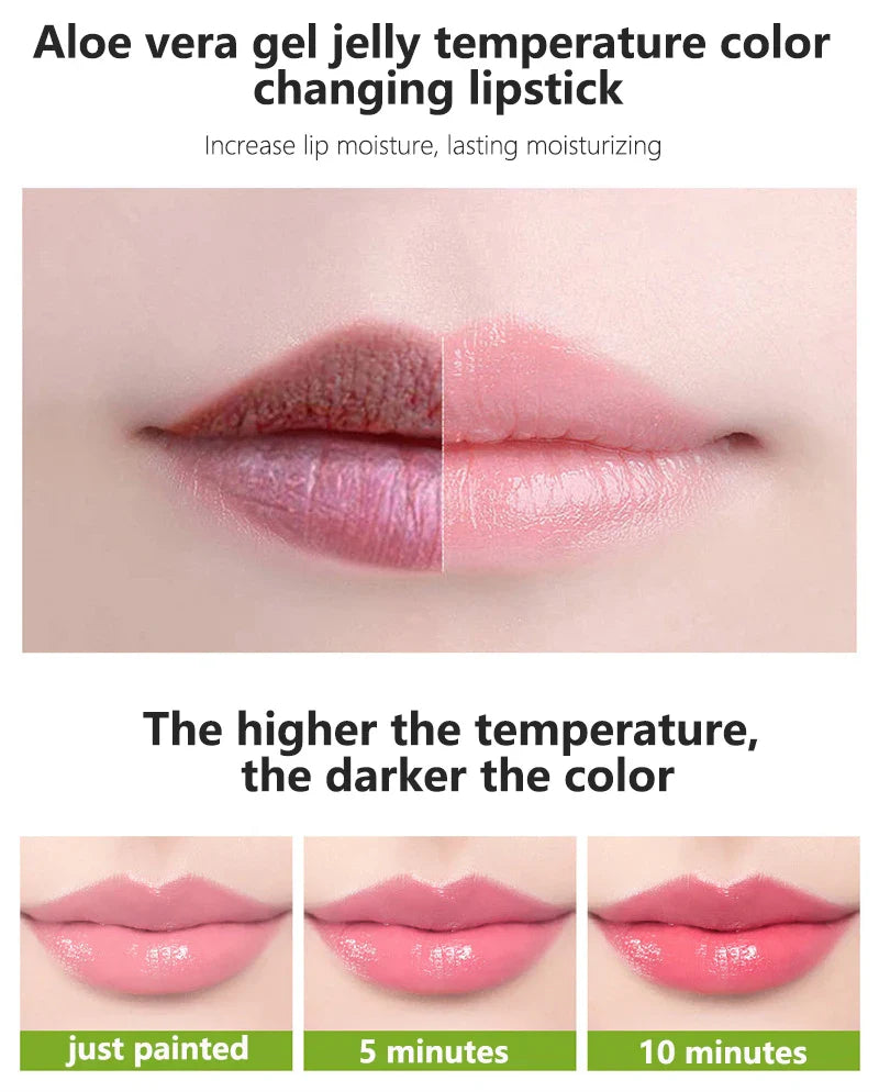 Spring Aloe Vera Moisturizing Lipstick – Long-Lasting Nourishing Temperature-Change Lip Balm & Gloss