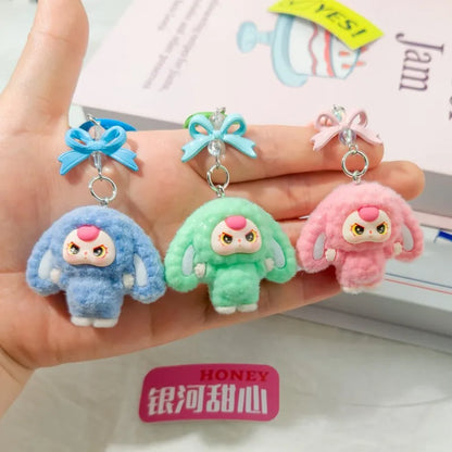Plush Baby Keychain Bowknot Bag Pendant Hanging Charm for Phone Car Backpack Labobu Gift