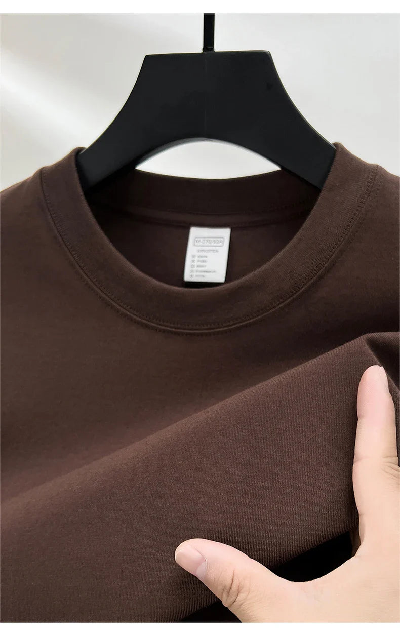 100% Pure Cotton Men’s Summer T-Shirt – High-End Short Sleeve Round Neck Breathable Fashion Top