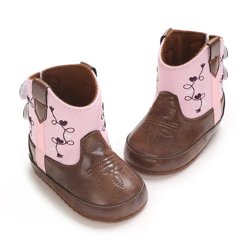 Western Denim Baby Winter Boots - Warm Casual First Walker Shoes for Boys & Girls 0-18 Months