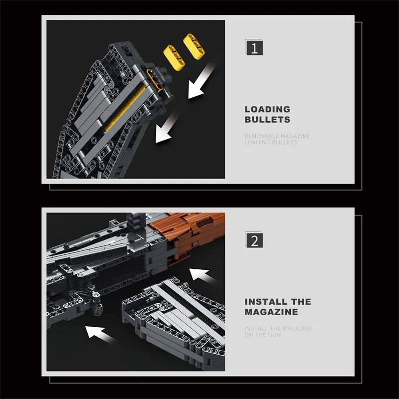 AK47 Assault Rifle Building Blocks – Military DIY Shootable Toy Gun for Kids