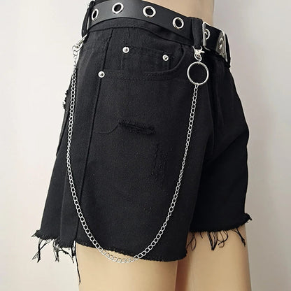Punk Street Moon & Star Keychain – Goth Skull Rivet Waist Chain for Jeans, Unisex Rock Accessories