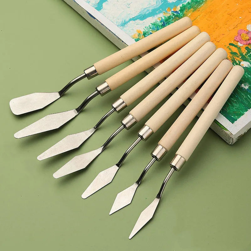 7pcs Oil Painting Palette Knife Set – Scraper Spatula for Acrylic, Watercolor, Gouache, and Color Mixing Art Supplies