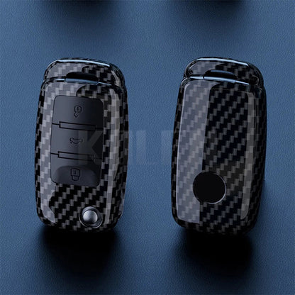 ABS Carbon Fiber Car Key Case Cover for VW, SEAT & Skoda – Fits Polo, Golf, Passat, Beetle, Tiguan, Leon, Altea, Octavia, Kodiaq