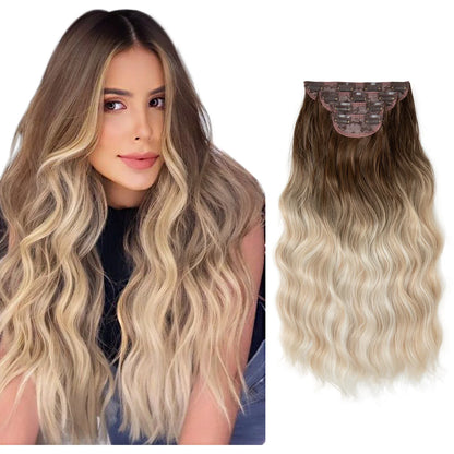 SARLA Synthetic Long Wavy Clip-In Hair Extensions 22" Thick Hairpiece for Women – Brown, Blonde, Black