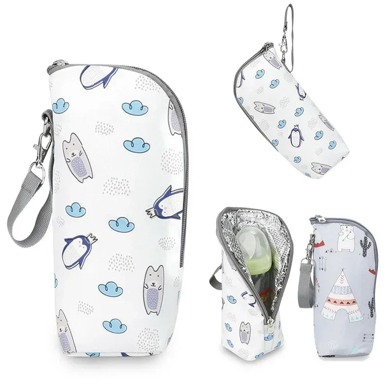 Baby Bottle Bag & Warmer – Aluminum Insulated Stroller Hanging Bag for Baby Feeding, Cups & Drinks Storage