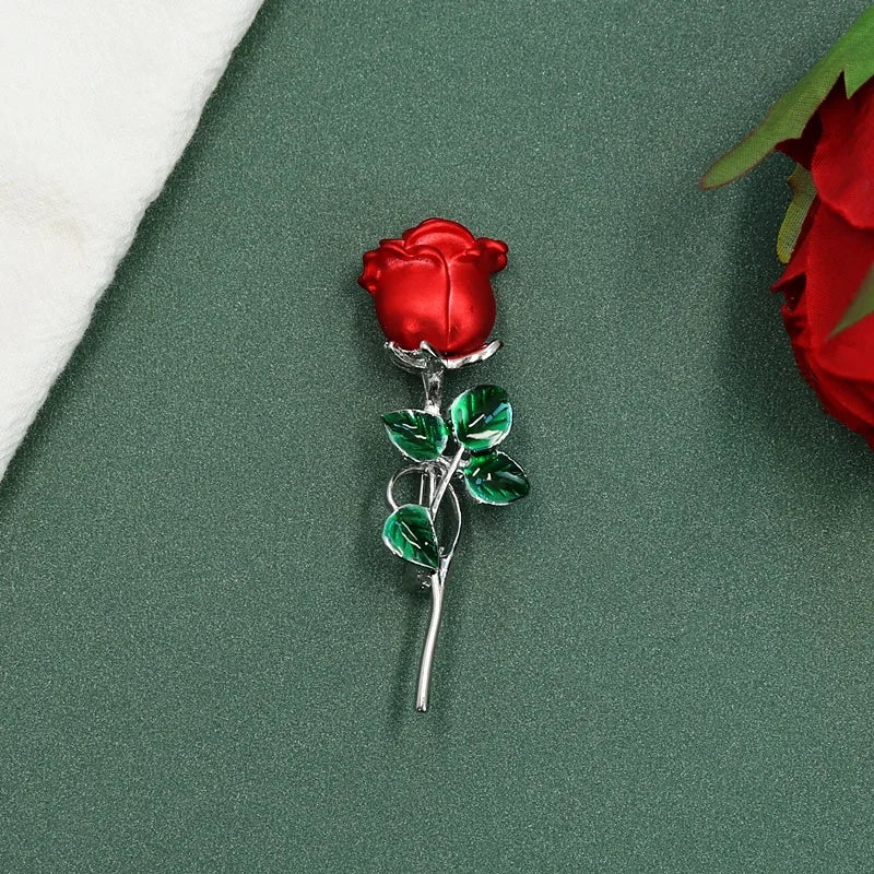 Luxury Tulip Flower Brooch Pin with White Stone – Elegant Rose Floral Jewelry for Women (2023 Design)