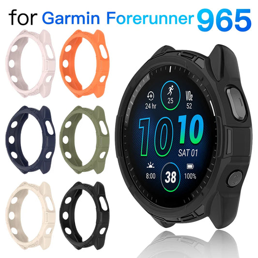 Silicone Protective Case for Garmin Forerunner 965 – Soft Flexible Shockproof Bumper Cover Shell Accessory for Garmin 965 Smartwatch