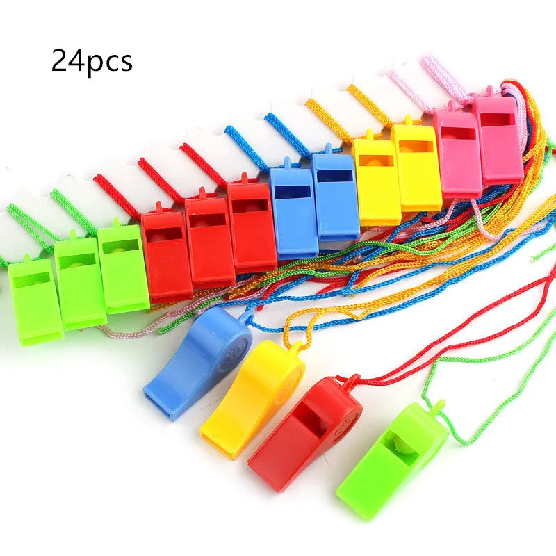 24PCS Colorful Birthday Whistles – Fun Party Toy & Cheer Props for Kids
