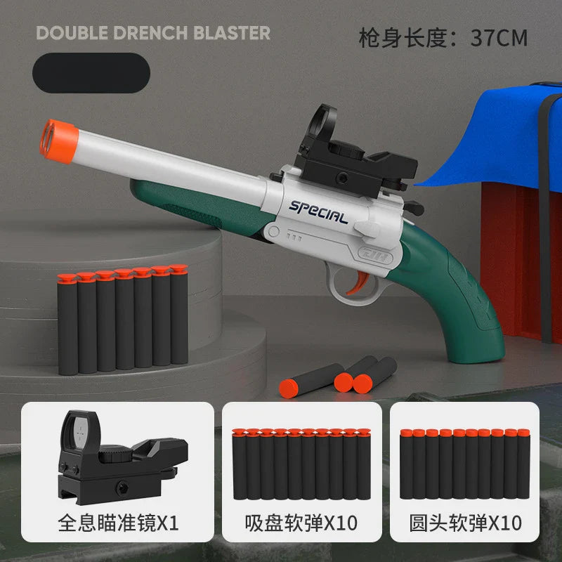 Toy Gun S686 Rifle – Double Barreled Airsoft Launcher with Dual Soft Bullets, Outdoor Sports Shotgun for Kids