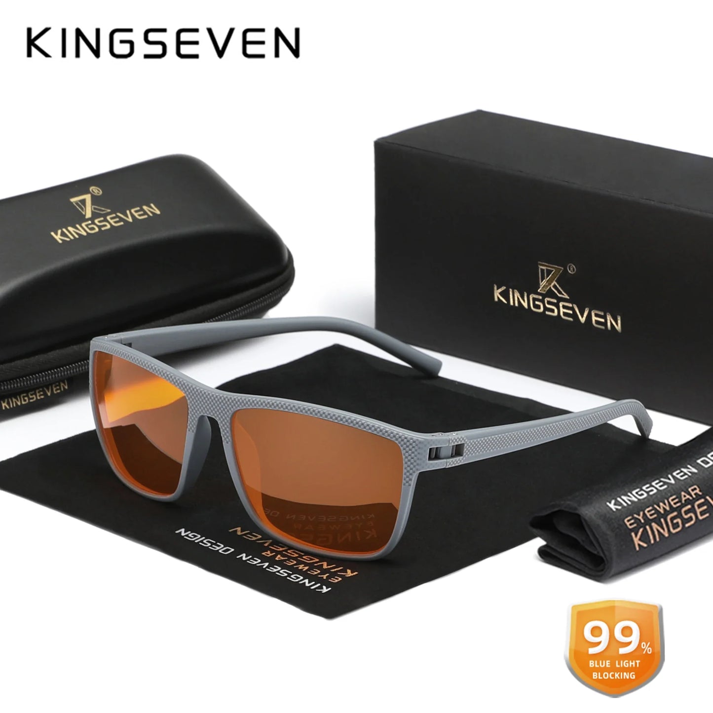 99% Blue Light Blocking Glasses — KINGSEVEN Transparent Lens Computer Eyeglasses