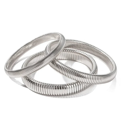 Stainless Steel Flex Snake Chain Cuff Bracelet – 18k Gold Plated Wide Bangle Fashion Jewelry for Women Gifts