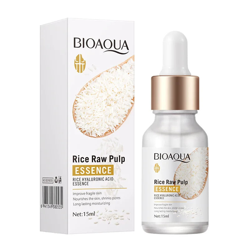 BIOAQUA Rice Raw Pulp Serum – Hydrating, Whitening & Anti-Wrinkle Face Essence with Hyaluronic Acid