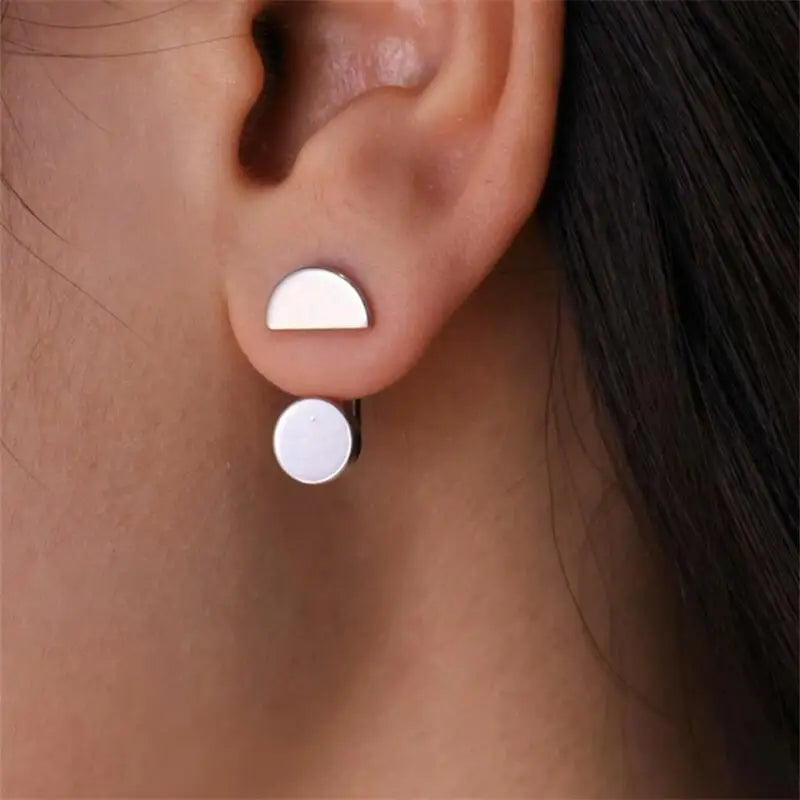 Metal Geometric Circle Pendant Ear Jackets – Open Design Earrings for Women, Daily Wear, Party & Wedding Accessories 2024