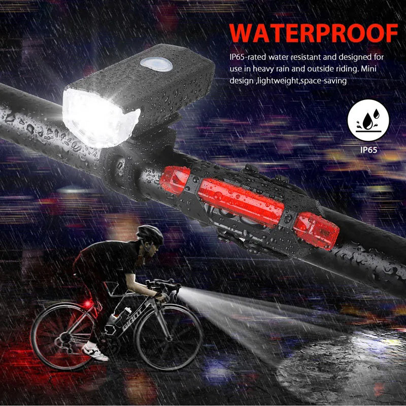 USB Rechargeable Bike Light Set – Front and Taillight with 3 Modes, Easy to Install Bicycle Accessories for Road and MTB