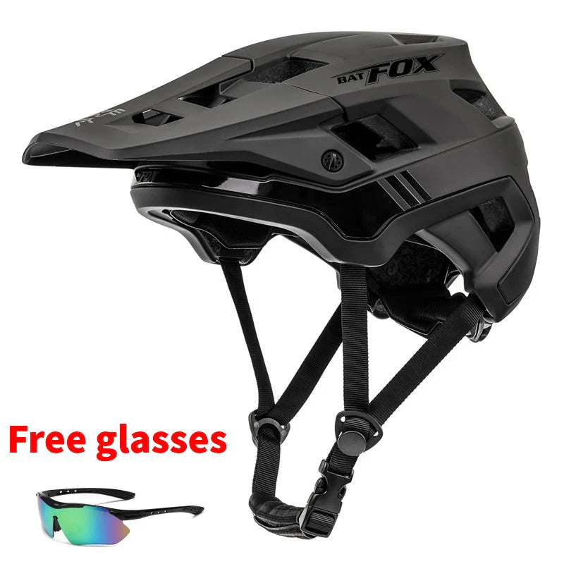 BATFOX Matte Black MTB Bike Helmet – Men's Mountain Bike Cycling Helmet Casco Ciclismo
