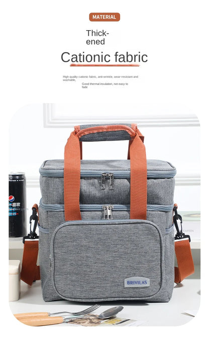 Double Layer Lunch Bag – Large Capacity Thermal Insulated Leakproof Cooler Tote for Work, School & Picnic