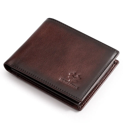 KAVIS Handmade Genuine Leather Men's Wallet RFID Blocking Card Holder with ID Window – Large Capacity Fashion Money & Card Storage Wallet