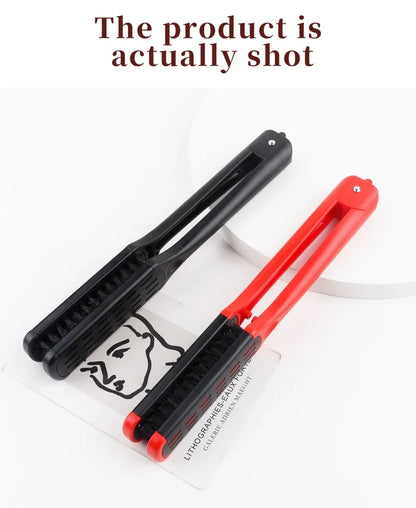 Professional V-Shape Hair Straightener Comb – Nylon Bristles, Double-Sided Styling Brush for All Hair Types
