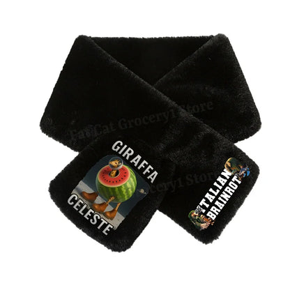 Italian Brainrot Plush Scarf – Kawaii Tralalero Neckerchief for Kids, Boys & Girls, Winter Warm Muffler, Children’s Bandelet Gift