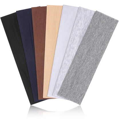 7pcs Summer Sports Yoga Headbands for Women – Adjustable Elastic Sweat-Absorbent Hair Bands, Solid Headbands for Men & Women Running