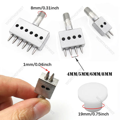 M8 Thread Dies Leather Hole Punch Set – 4/5/6/8mm Round Stitching & Perforated Cut Tools for Hand Press