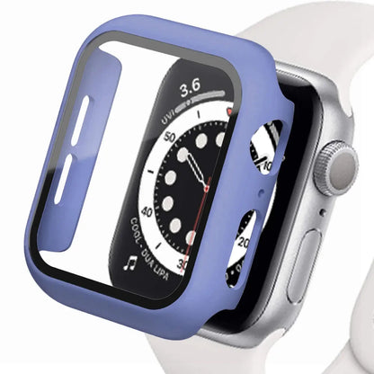Apple Watch Tempered Glass Case - Full Cover PC Bumper Screen Protector for Series 9 8 7 6 SE 45mm 41mm 44mm 40mm