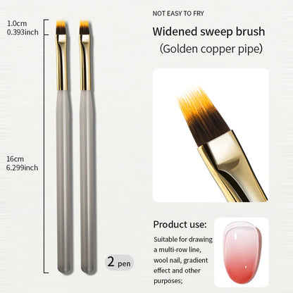RSNAIL Nail Art Liner Brushes — 18mm Slender Long Line Painting Pen for French Stripe Nail Art, UV Gel DIY Manicure Tool