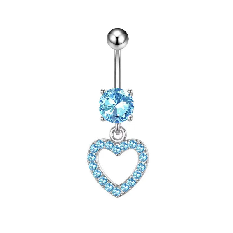 Stainless Steel CZ Belly Button Piercing – Heart & Butterfly Navel Barbell Jewelry for Women Sexy Navel Ring